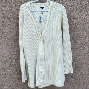 NEW! EXPRESS Knit Sweater Long Sleeve Button Front‎ Cardigan Women Large Neutral